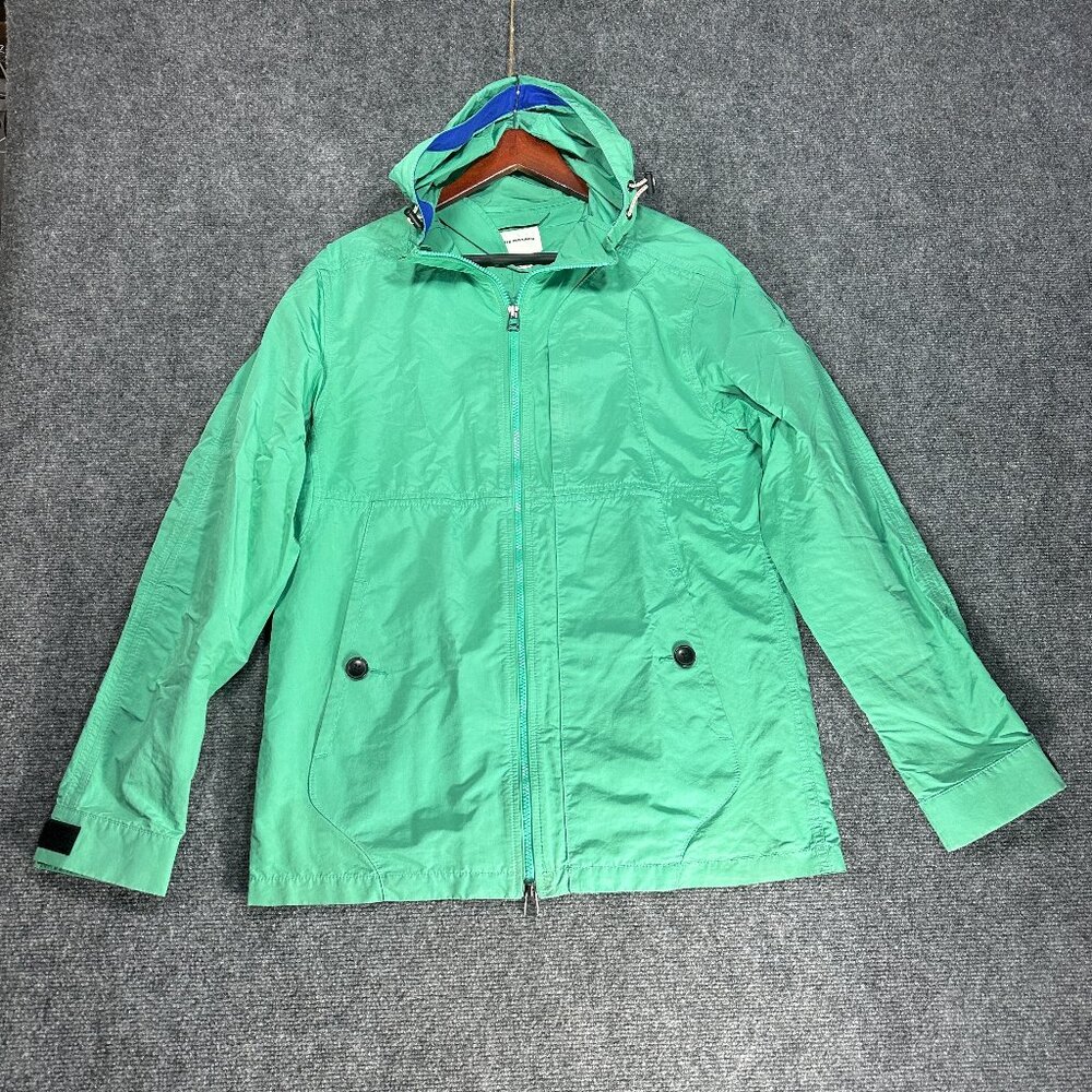 Club Monaco Jacket Womens  Medium Green Zip Up Hooded Pockets Windbreaker Rain